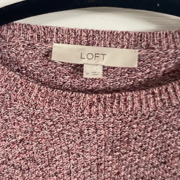 LOFT Marled Pink 100% Cotton Sweater Medium - Picture 2 of 4